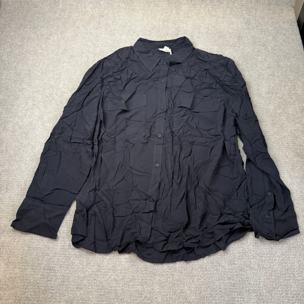MSRP $48 A.N.A Womens XL Tall Black Long Sleeve Button Up Shirt